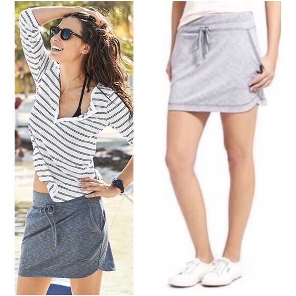 Athleta Skirt Women's XS Mini Athletic Gray Drawstring Terry Pockets Cotton - Picture 5 of 8